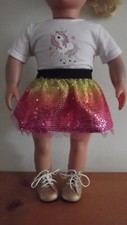 18" Doll Clothes for OG My Life Girl White Shirt MULI COLOR Skirt WITH Boots