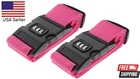 Luggage Straps Set(2) TSA Approved with Lock Adjustable Travel Suitcase - Pink