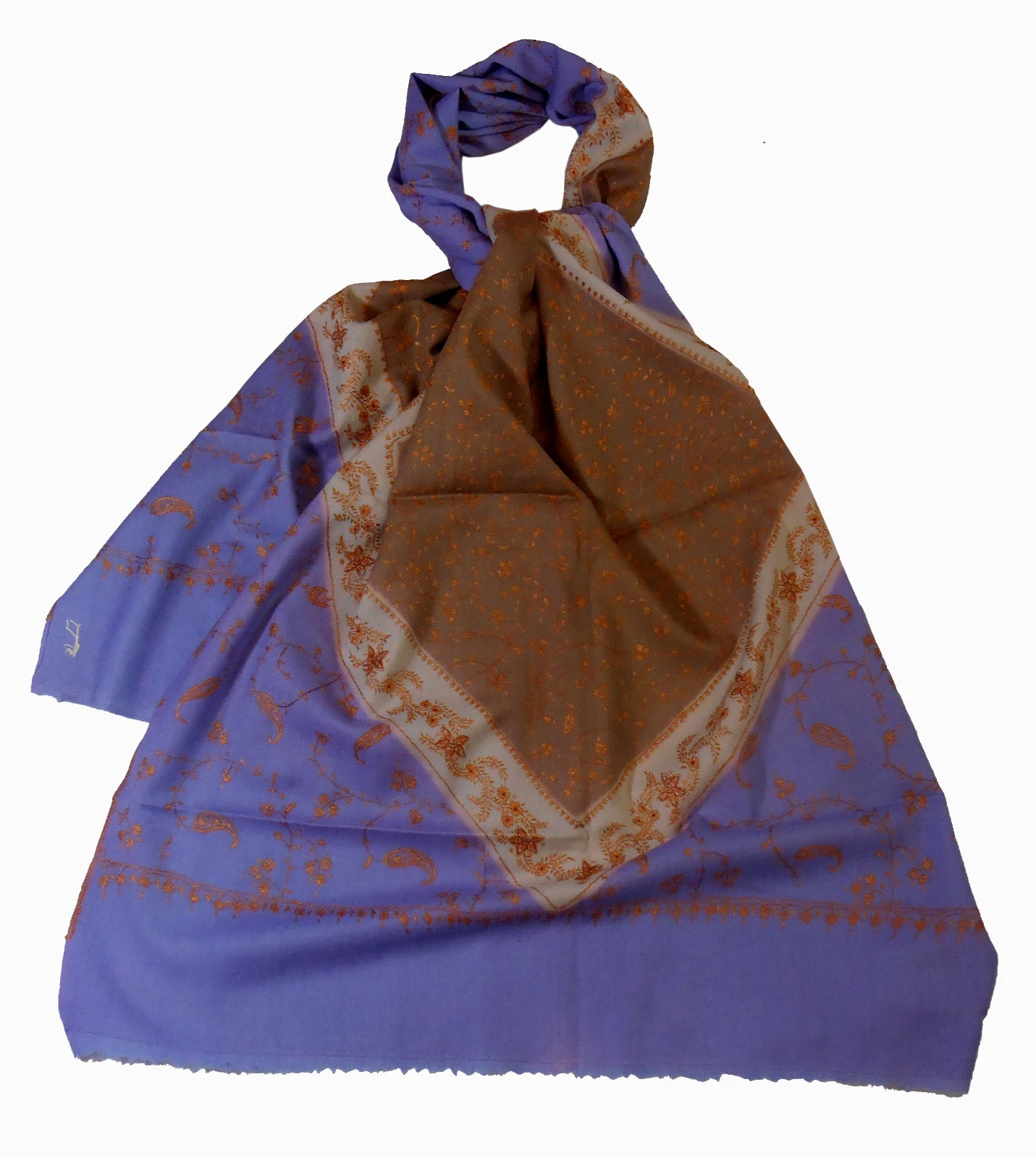 Real KASHMIR PASHMINA Stole. Handmade & Hand Emroidered. 100% Natural Cashmere.