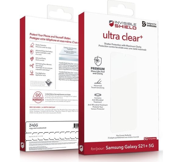 Screen Protector Samsung Galaxy S21+ 5G Invisible Shield Ultra Clear+  ZAGG