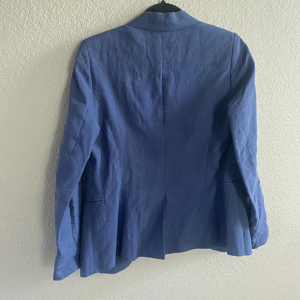 Joie Blazer женщин 2 синий 100% лен открытый передний - Изображение 3 из 4