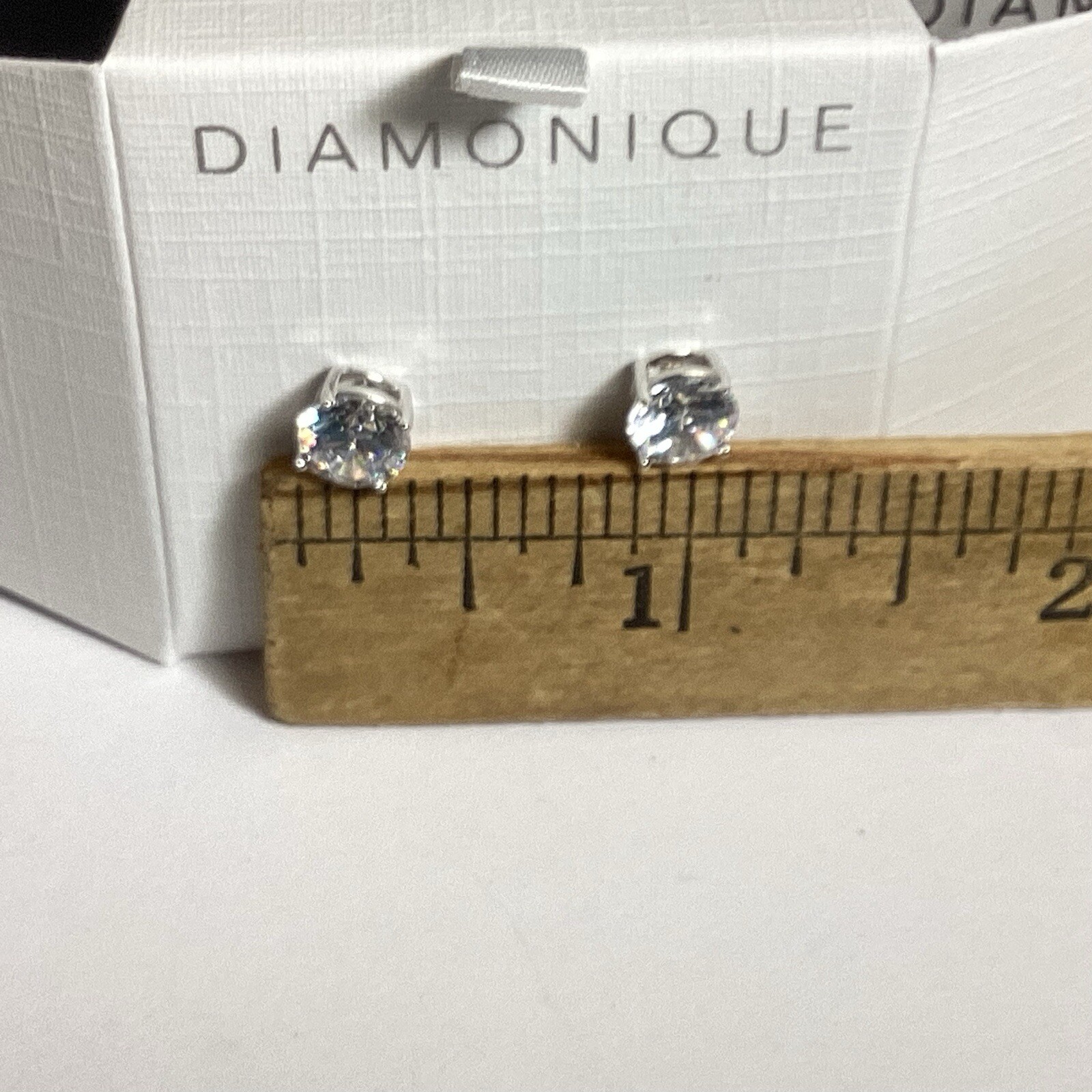 DIAMONIQUE CZ STUD EARRINGS STERLING SILVER NEW IN BOX CUBIC ZIRCONIA QVC