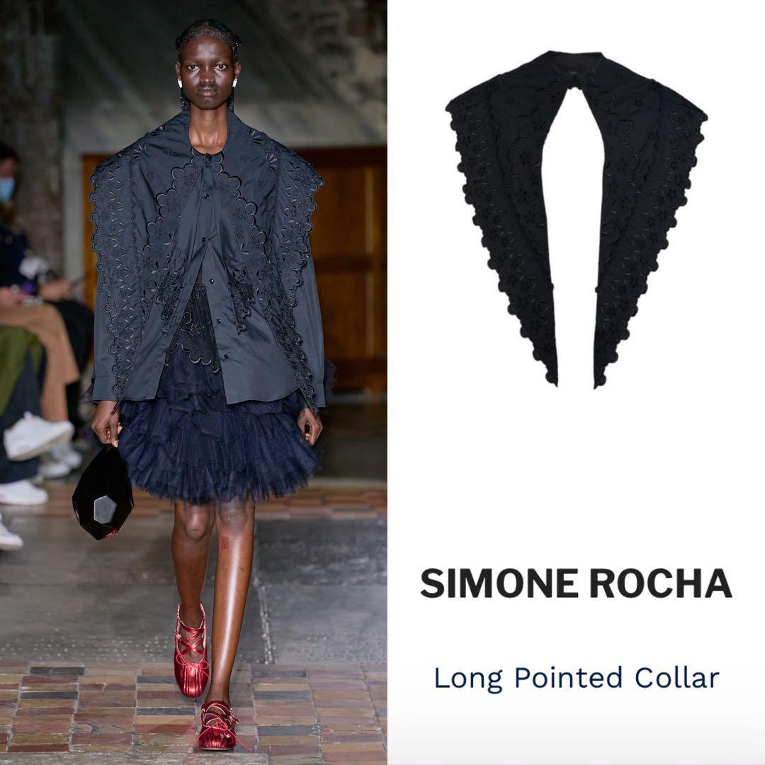 【Simone Rocha】黒 刺繍 Long Pointed Collar Simone Rocha】黒 刺繍 Long Pointed Collar