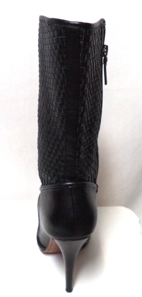 10 Crosby Derek Lam сплетенный кожаный каблук молнии ботинки черная корзина плетение размер 9 - Изображение 3 из 4