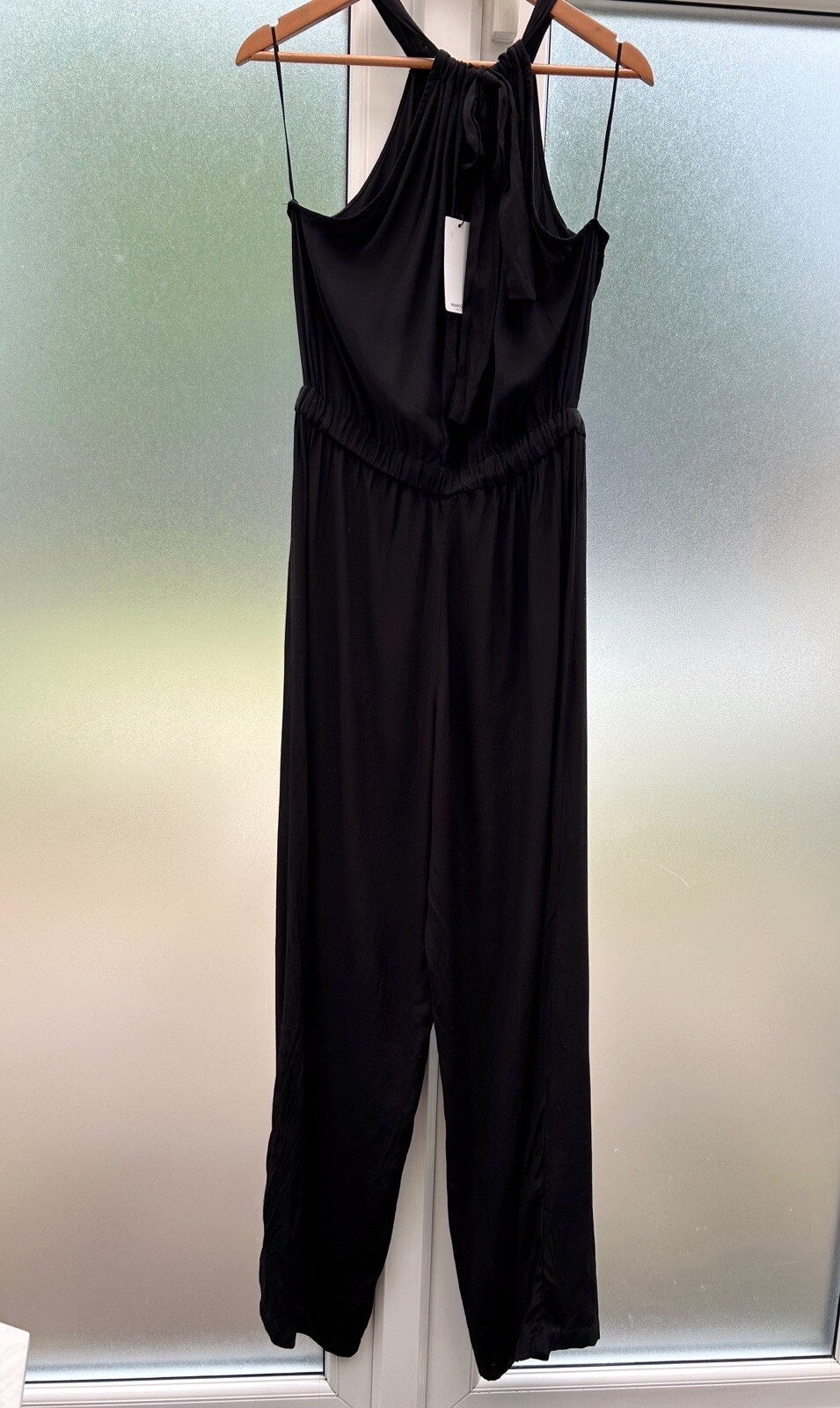 NEW Mango Black Wide Leg Halterneck Jumpsuit Size Large NWT thumbnail 11