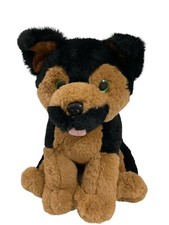 German Shepard Dog Plush Stuffed Animal 12 Inch Tongue Green Eyes Bear Factory