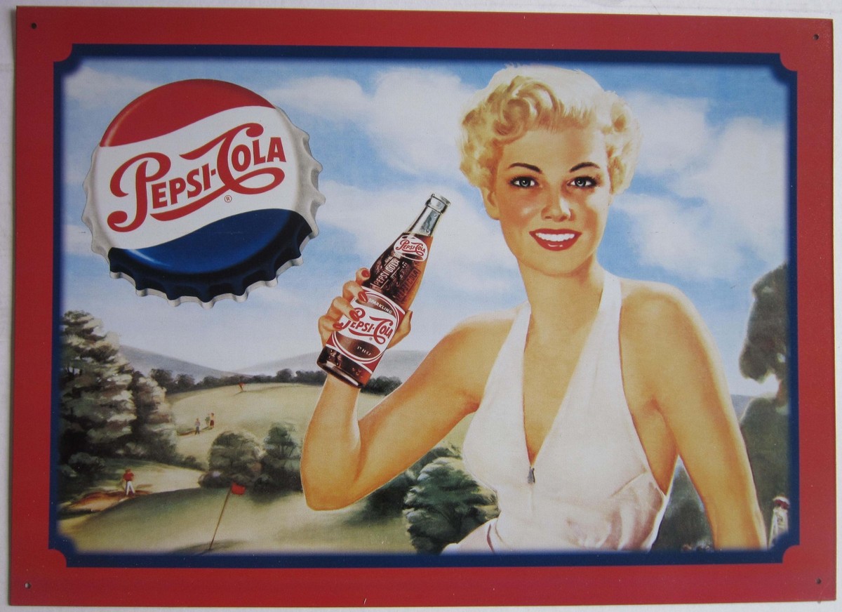 Pepsi Cola Lady Golfer Golf Soda Pop Beverage Soft Drink Metal