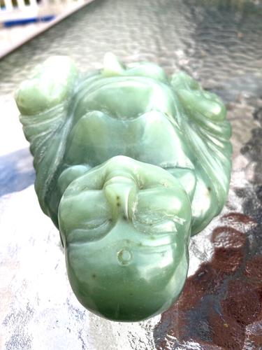 Vintage Chinese Carved Buddha Figure Chrysoprase Jadeite - Picture 7 of 7