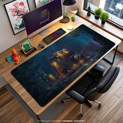 Gravity Falls Mystery Shack Mouse Pad, Gaming Desk Mat with Dark Forest Design