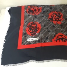 Vintage Silk Rose Floral Scarf Flora Kung