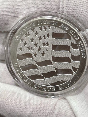 2oz Double Eagle Flag IN GOD WE TRUST .999 SILVER BULLION CAPSULE & GIFT POUCH - Picture 3 of 3