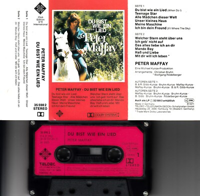 PETER MAFFAY - Du bist wie ein Lied   MC Telefunken Records 1971