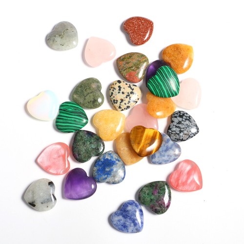10x Natural Quartz Heart Shaped Crystal Carved Love Stone Healing Gemstone 20mm - Picture 61 of 89