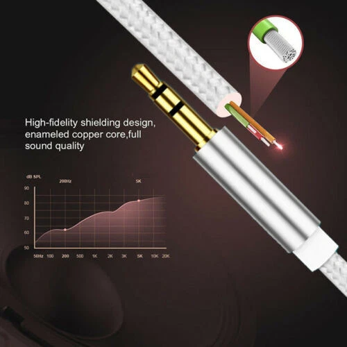 Stereo 3.5mm Cable AUX Jack Auxiliary Car Lead Male Audio Gold Plated 1m/2m/3m - Image 4 of 4