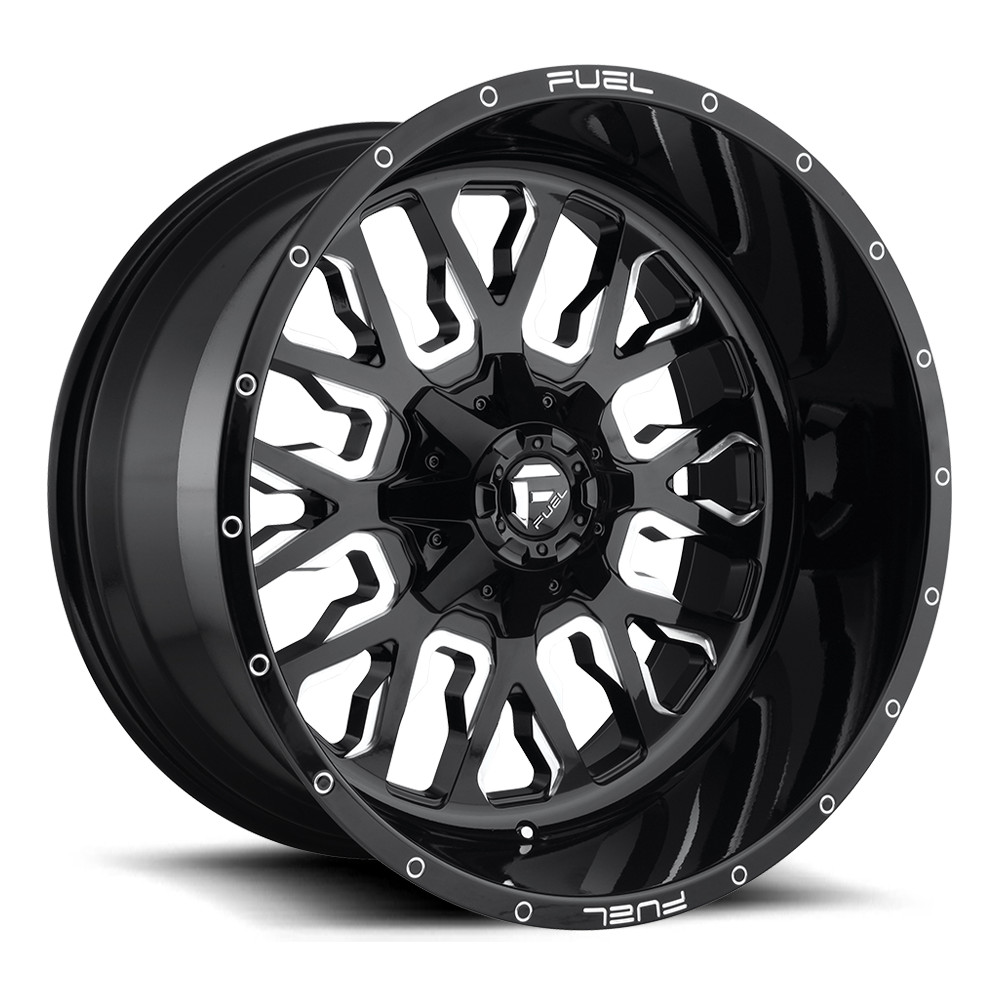 Image of (4) 22x10 Fuel Gloss Black & Mill Stroke Wheels 6X135 & 6X139.7 For Toyota Jeep