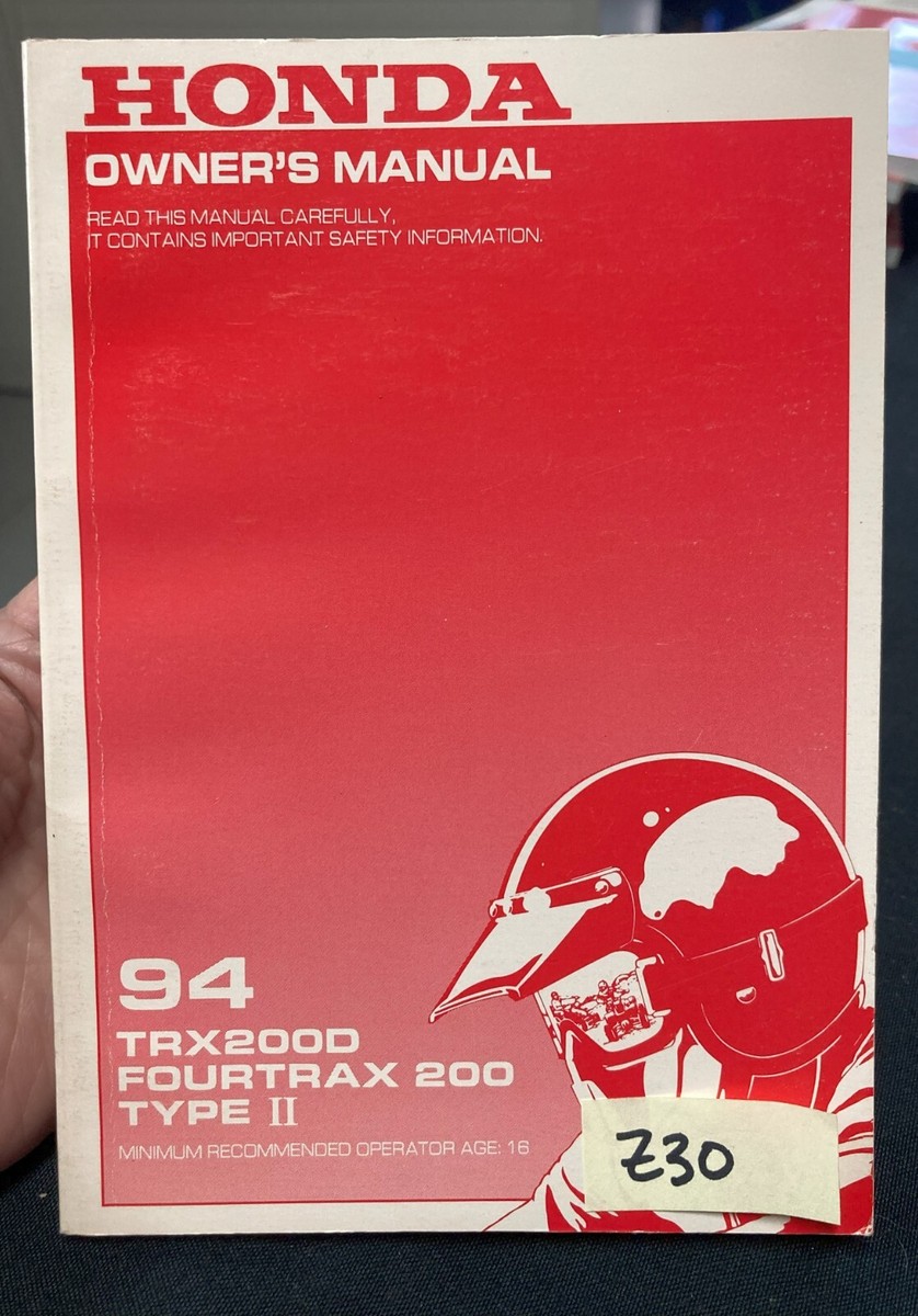 OEM HONDA 1994 TRX200D FOURTRAX 200 TYPE II OWNERS MANUAL | eBay