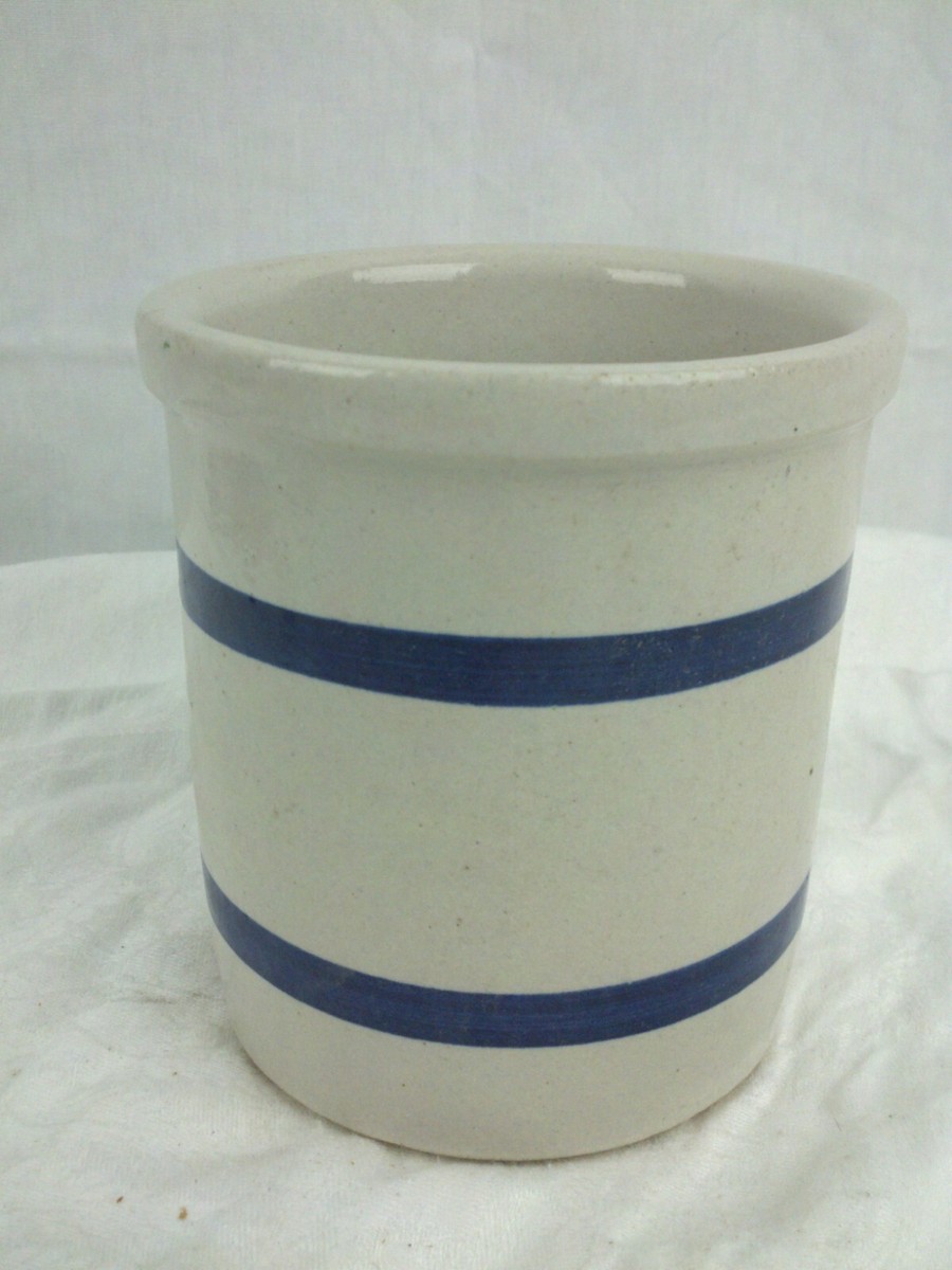 Robinson Ransbottom Crock 2 Blue Band Pottery #303 High Jar 1 Qt