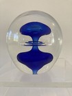 Art Glass Paperweight Vas Vitreum Sweden Blue And Clear Swirl Heavy — photo 1