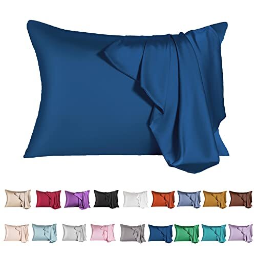 Mulberry Silk Pillowcase for Hair and SkinQueen Size Cooling Silk Pillow Case...-image