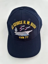 The Corps USS George H W Bush CVN 77 Logo Blue Baseball Cap Hat One Size