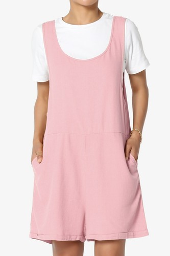 TheMogan Sleeveless Scoop Neck Pocket Cuffed Shortall Romper Short Overall - Picture 27 of 80