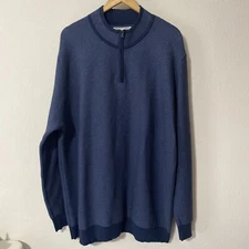 Flag Anthem 1/4 Zip Sweater Men’s XXL Blue Pullover Long Sleeve Soft Ribbed Knit