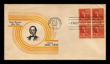 US COVER JOHN TYLER PRESIDENTIAL SERIES FDC SCOTT 815 BLOCK OF 4