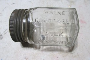 vintage 8 sided ground lip jar-Maine Condensed Milk Co. 1/2 pt size 4 1/2" tall