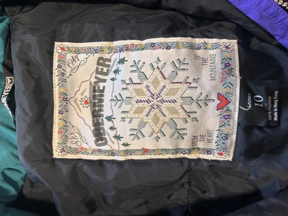 Obermeyer Vintage Women’s Snow Suit Great Condition - Black With Decals- Size 10 - Image 4 of 4