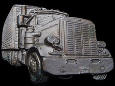 JK25155 VINTAGE 1970s CUT-OUT  18-WHEELER SEMI-TRUCK  PEWTERTONE BELT BUCKLE