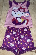 Hello Kitty 2 PC Short Sleeve Pajama Shirt Shorts Set Girl Toddlers Size 4T NWT