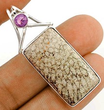 Natürliche Stachelrochen Koralle & Amethyst 925 Sterling Silber Anhänger Schmuck 
