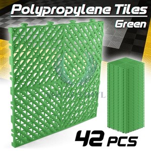 42pcs 16"x16" Green Garage Floor Mat Perforated Flooring Tile Shop Interlocking