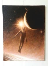 TRANSCENDENT original oil painting, fantasy scifi art, 12x16 inches