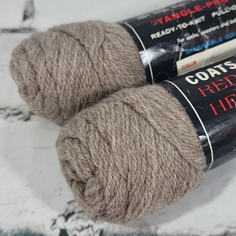 De Colección Corazón Rojo Súper Dedos Hilo Lana Virgen 420 Bronceado Calcetín EE. UU. Lote De 2 Foto 2 de 4