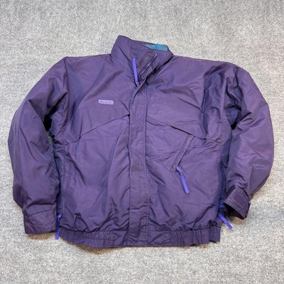Vintage Columbia Jacket Mens XL Purple Puffer Full Zip Ski Outdoor 90s