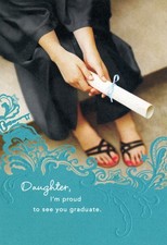 Hallmark GRADUATION Card FOR DAUGHTER, Proud Parent Diploma Embossed Blue