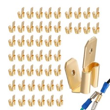50Pcs Piggyback Spade Connectors 3 Way Adapter Dual Male to Single Female Brass