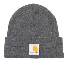 Carhartt Youth Beanie Charcoal Gray Rib Knit Hat One Size Kids Logo Outdoors