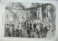Original Old Antique Print State Banquet French Emperor Tuileries1856 Victorian