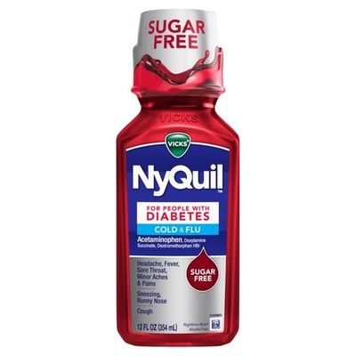 Vicks NyQuil Cold & Flu Sugar Free  Cherry 12oz