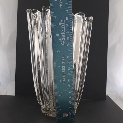 Vintage Fostoria Celestial Glass Vase 8" Ribbed Footed Clear Panel Design - Picture 8 of 9