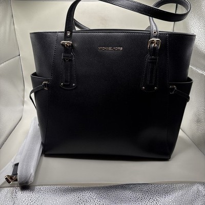 Michael Kors Voyager 30H7GV6T9L  Black East West Signature Tote Bag (7066). NEW