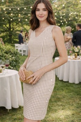 J. McLaughlin Gingham Sleeveless Sheath Dress 12 L Garden Party Brunch Church | eBay J. McLaughlin Gingham Sleeveless Sheath Dress 12 L Garden Party Brunch Church | eBay
