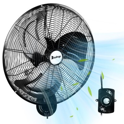 18'' Wall Mount Fan with Aluminum Fan Blades, Industrial 3-Speed Oscillating Fan
