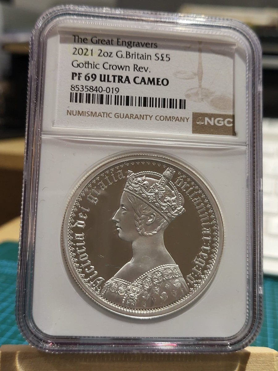 2021　2枚セット　イギリス　ゴシッククラウン　銀貨　2oz　NGC PF68 2021 2oz Gothic Crown Portrait Great Engravers Silver Proof Coin