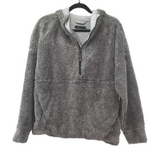 Prana Womens size Small Permafrost Half Zip Teddy Fleece Hoodie w23180516 Gray