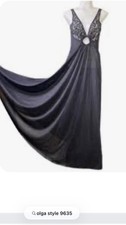 Olga Black Vintage 9635 Bodysilk Full Sweep Maxi Nightgown Lace Keyhole Sz 36