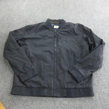 Marine Layer Jacket Mens Large Black Bomber Intuit Logo Lightweight Zip Pockets