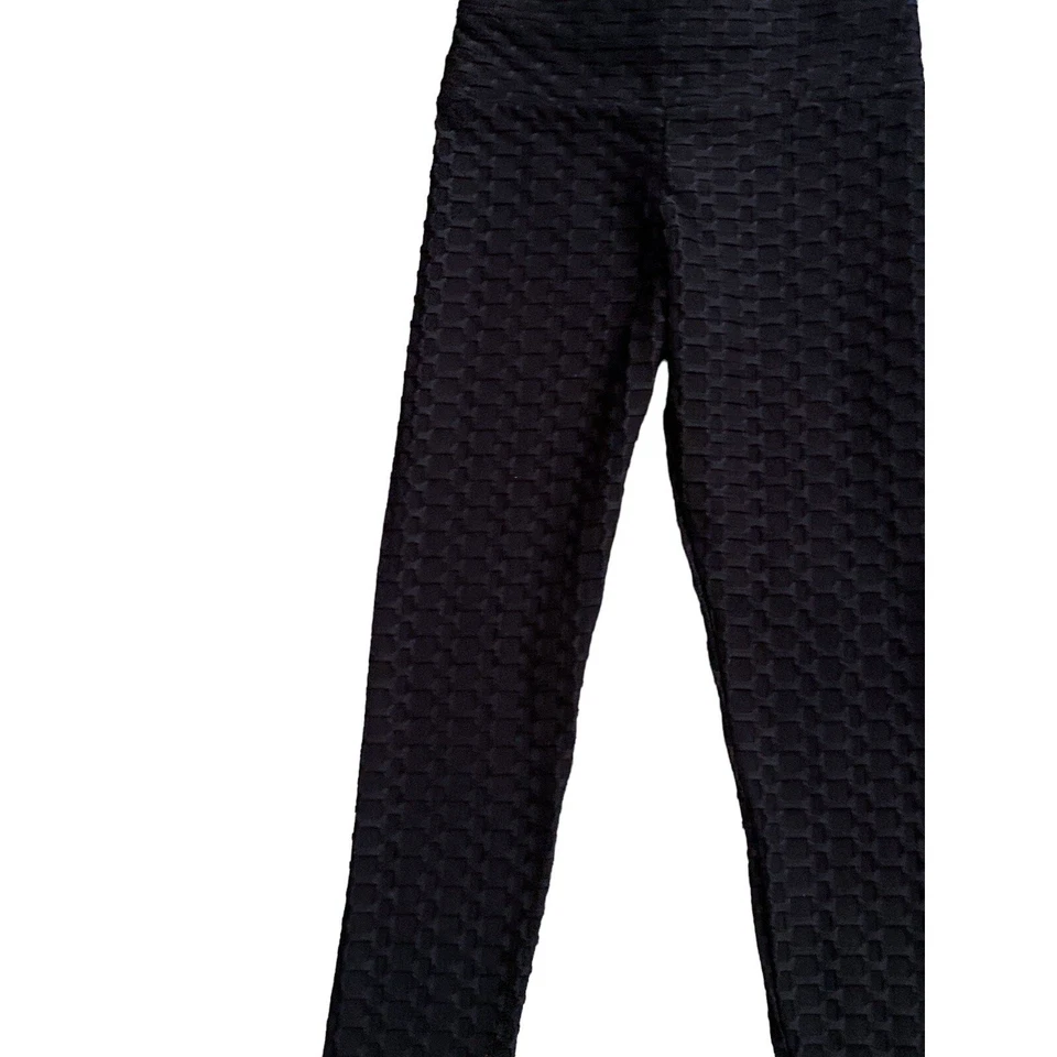 FOREVER 21 Womens Size Small Black Polyester Blend Texture Leggings Skinny Pants - Image 3 of 4